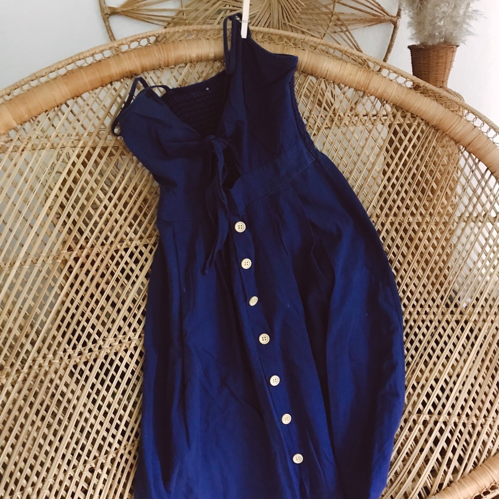 Blue tie bust dress